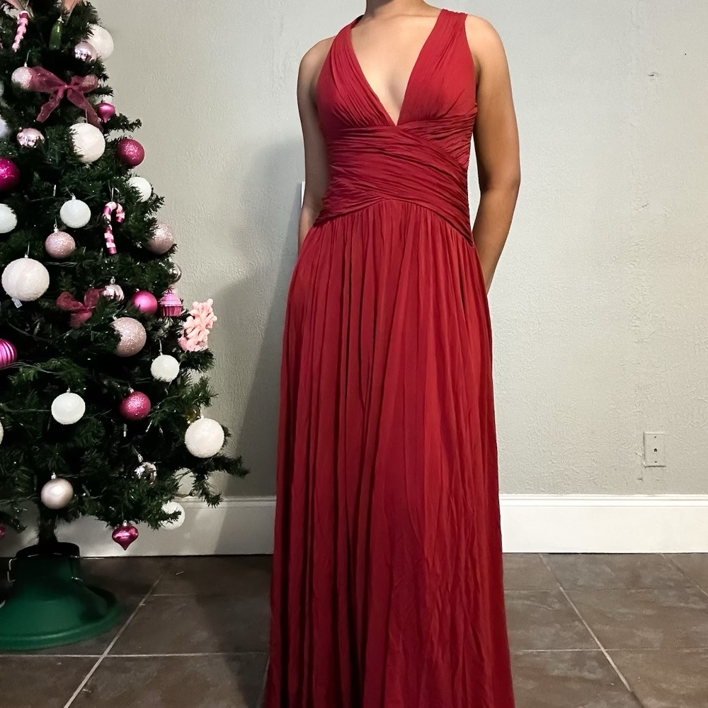 NWT bcbg maxazria red formal floor length dress size medium